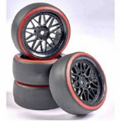 CARSON 1:10 Wheel Set Drift (4) Black/red